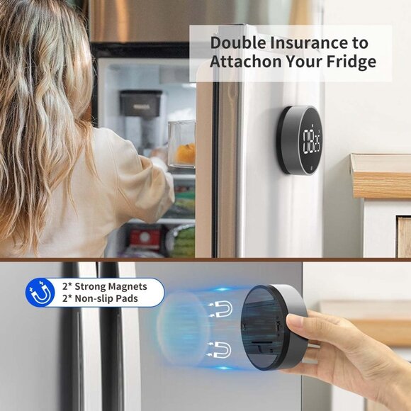 Digital Kitchen Timer - Magnetic Countdown Countup Timer with Large LED Display - Picture 5 of 9